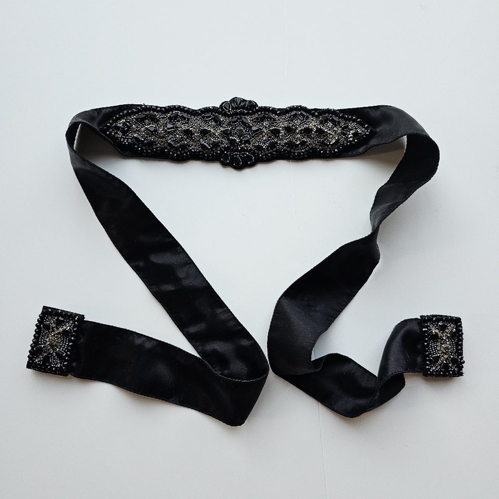 Mimco black diamond beaded hair headband & belt